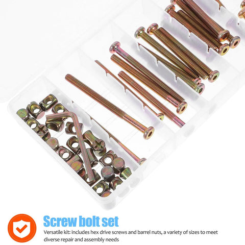 49 Piece M6 Socket Head Cap Screws 40 To 80 Mm And Barrel Nut Assortment Kit For Furniture And Bed Frames in compartment box