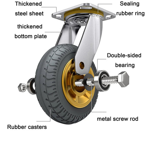 Heavy Duty Caster Wheels With Brakes Swivel Top Plate For Furniture And Workbench Rolling Plate Casters diagram labeled metal parts