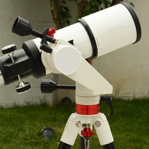 Altazimuth Telescope Mount With Three Eighths Inch Thread 360 Degree Horizontal And Vertical Adjustment shown outdoors on tripod