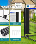 Details of Portable Multi Sport Net Set With Adjustable Height, showing sturdy base, mesh, steel frame, and hooks for secure setup.