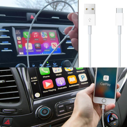 Two Pack USB C To USB A CarPlay Cable For iPhone 15 16 17 Series And iPad 10th Gen Data Transfer And In Car Charging Cord White Compatible With Car Stereo USB A Port; cable connecting iPhone to car stereo
