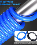 Blue Polyurethane Air Tubing Kit Three Eighths Inch OD 50 Feet Long coiled around metal showing soft and flexible design.