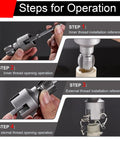 Steps for Operation of 2Pcs Dual-Function Pipe Threading Tool Set For 1/2 And 3/4 Inch PVC Plastic Pipes.