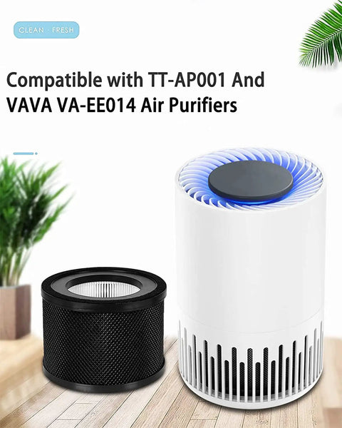 Two Pack Replacement Filters For TT-AP001 And VAVA VA-EE014 Air Purifiers SPF Compatible shown with purifier on table