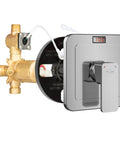 Shower Valve Trim Kit With LED Temperature Display Tru Temp Pressure Balance Rough In Valve Square Design Half Inch NPT Polished Chrome Finish Easy Install And Durable Brass Body