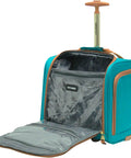 Lightweight Softside Spinner Luggage Set, 3 Piece Expandable Travel Case Bundle With Underseat Bag, open view