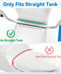 Dead Nuts Solid Heavy Duty Aluminum Toilet Safety Rails With No Shift Grip Pads And Beefy Handle Bars Made Super Tough To Back Up Seniors Up To Three Hundred Fifty Pounds At Home fitting guide showing compatibility with straight tank toilets.