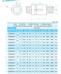 Technical diagram of Beefed-Up Ballscrew 2005 With SCI2005 750mm Single Unit showing dimensions and specifications table.