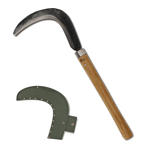 Hand-Forged Korean Sickle For Weeding And Brush Clearing Razor Sharp Blade Chestnut Wood Handle Heavy Duty Garden Tool With Sheath