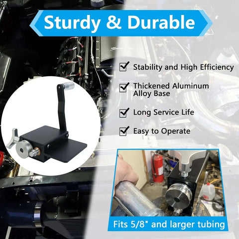 Bead Roller Tool For Tubing And Intercooler Piping, Fits 5/8 Inch Inner Diameter And Up, shown with aluminum base and durability features.