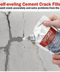 Two Pack Concrete Crack Filler Sealant For Fast Repair being applied to a large crack in a cement wall.