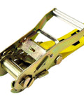 Yellow Series 2 Inch Complete Axle Tie Down System Heavy Duty Kit with 8 Foot Snap Hook Ratchet Straps in metal and yellow strap