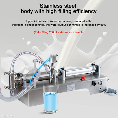 Slick Stainless Steel Pneumatic Piston Bottle Filler Machine Dual Head Automatic Manual Mode Liquid Dispenser For Food Beverage Cosmetic And Pharma Bottling, stainless steel, high efficiency.