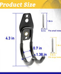 Diagram of Two Pack Wall Fan Mounting Brackets with industrial grade design, showing hook size and screws for secure mounting.
