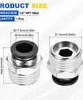 Push To Connect Fittings For 0.39 Inch Tube Fitment One Half Inch NPT Male Quick Connect Air Line Adapter Nickel Plated Brass