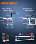 7 Pin Rocker Switch With Red Jumper Wires For Auto Electronics DPDT On Off Rocker Switch Waterproof 20Amp 12VDC And 10Amp 24VDC Dual Load Control Plug And Play Easy Install Replacement Panel Switch wiring diagram with red, white, and black leads