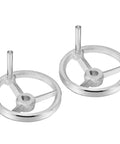 125mm Rotary Handwheel Two Pack Beefy Cast Iron Chrome Plated With Handle for Milling Machines and Lathes, Heavy Duty Silver Tone