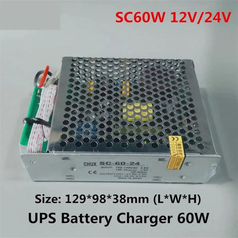 Industrial Switching Power Supply 12V 24V 60W SC60W With External Connector and UPS Function, LED Indicators, Universal AC Input