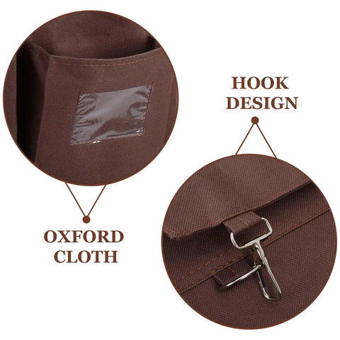 Close-up of Large Capacity Janitorial Cart Bag With Leakproof Design showing oxford cloth material and hook feature for hotels.