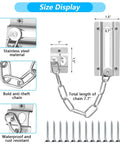 Two Pack Stainless Steel Door Chain Lock For Inside Doors, Heavy Duty Security Chain With Thickened Link Design And 12 Screws.