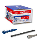 Heavy Duty 3/16 X 1-1/4 Inch Hex Head Blue Concrete Screw Anchors Kit with 100 screws, drill bit, and screwdriver bit