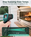 Non Contact Infrared Thermometer Gun With Laser Aiming And Color LCD Adjustable Emissivity For Accurate Readings From Minus 58F To 1472F Ideal For HVAC Cooking And BBQ Automotive And Freezer Jobs used at an oven