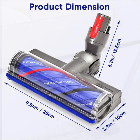 Anti Tangle Vacuum Attachments Head Replacement Parts For Cordless Vacuum Cleaners V7 V8 V10 V11 V15 And SV Series dimensions shown