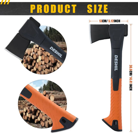 14 Inch Camping Hatchet With Carbon Steel Blade And Do It All Sheath, Backpacking Ready Outdoor Axe for camping, bushcraft.