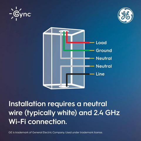 Wiring diagram showing connections for Effortless Install Paddle Dimmer Smart Switch With Matter Ready Wiring And Alexa Support.