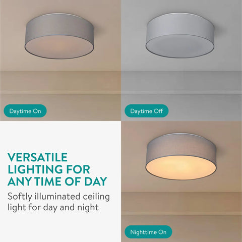 Dope Drum Shade Flush Mount Ceiling Light With 15.75 Inch Diameter And 22W LED, warm white glow in varied settings.