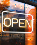 LED Open Sign With USB Power 5V COB Chip Lit Neon Look 16 By 9 Inch Energy Efficient Open Sign in shop window display