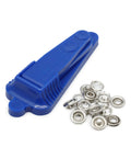 Snap Fastener Kit With Easy Attacher Tool Nickel Finish For Shirts Jackets And Bags Size Fifteen Three Eighths Inch And Size Sixteen Seven Sixteenths Inch Includes Four Sets Of Size Sixteen