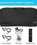 Vibration Plate For Lymphatic Drainage And Full Body Workout With Resistance Bands 450 Lbs Capacity Black with accessories