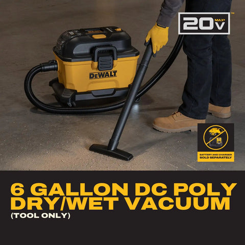 Kickass Cordless Wet Dry Shop Vacuum With Sick Suction And Six Gallon Tank For Jobsite Garage Cleanup Grab And Go Portable Rig With Built In Storage And Fast Blower Toggle Tool Only, 6-gallon vacuum being used on a floor.
