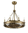 Lyon Traditional Ceiling Fan with Light Remote Control 8 Light Candle Fandelier 30 Inch Width Warm Brass ceiling fan chandelier.