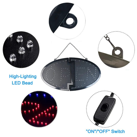Bright LED Open Sign For Business 19 By 10 Inch Large Eye Catching Electric Display Board With Flashing Light details