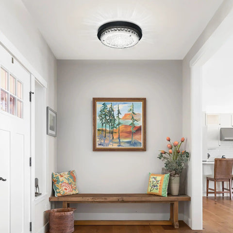 LED Ceiling Light Crystal Chandelier Dimmable Flush Mount With Modern Crystal Raindrop Pendant Lamp ETL Listed for halls