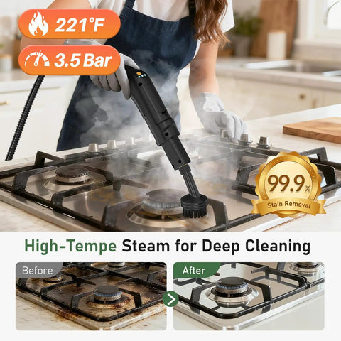 14 In 1 Multifunctional Steam Cleaner Mop With Handheld Steamer Mode For Deep Home Dirt Removal On Hardwood Tile And Carpet Chemical Free Sanitation For Kitchen Bathroom Car Upholstery Cleaning Solution