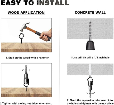 Super Slick Dead Simple Q-Hanger Hooks 20 Pack For Indoor Ceiling And Covered Patio String Lights Plus Hanging Plants Wind Chimes With Drywall Anchor Inserts Black Square Frame