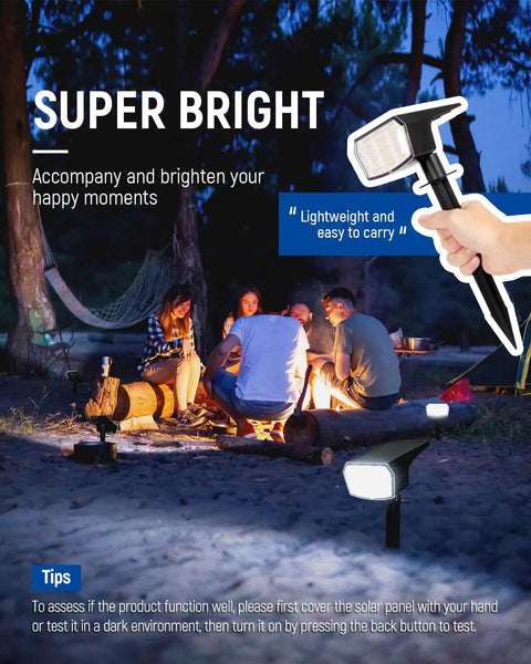 Ten Pack Solar Spot Lights Outdoor IP67 Waterproof With 63 LED Ultra Bright Landscape Spotlights for camping setup