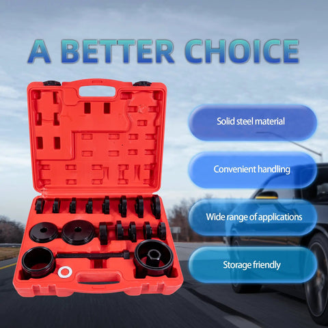 Front Wheel Drive Bearing Adapters Puller Set 23 Piece Replacement Wheel Bearing Removal Tool Bushing Driver Kit open case