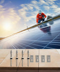 L Angle No Fuss Roof Mount Kit For Trapezoidal Metal Panels, stainless steel M10 screws and EPDM seal on solar panel