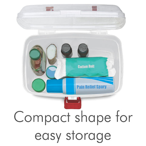 Milton white first-aid medical box with transparent lockable lid and detachable tray; set of 2