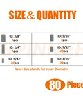 80 Piece Rubber Vacuum Cap Set For Cars And Machinery End Plugs Kit size and quantity chart