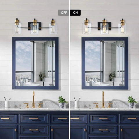 Black 3 Light Vanity Lights For Bathroom Modern Mid Century Wall Sconces With E26 Base And Touch Control Above Sink