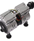 Heavy Duty Dual Cylinder Oil Free Vacuum Pump With Slick 110V Copper Motor 1440RPM top view showing dual cylinder design and cooling fins.