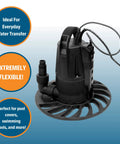 HydraPump Smart Flex Submersible Water Pump With HydraDetect Auto Operation Technology, portable black pump for pools and drainage.