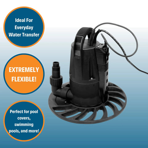 HydraPump Smart Flex Submersible Water Pump With HydraDetect Auto Operation Technology, portable black pump for pools and drainage.