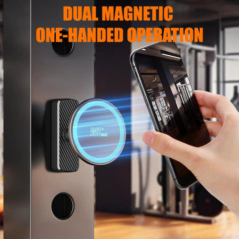 Dual Magnetic Phone Holder For Gym Workout Kitchen Or Any Metal Surface With Rock Solid Power Magnet Base Mount For MagSafe iPhone 17 16