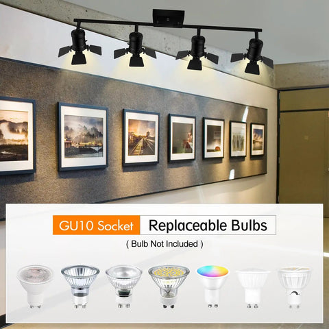 Dope Black Track Lighting Kit With Rotatable Heads For Ceiling Vintage Industrial Spotlight Style in gallery setup